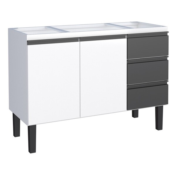 Gabinete De Cozinha Montado Em Aço Preto 117cm Netuno Cozimax