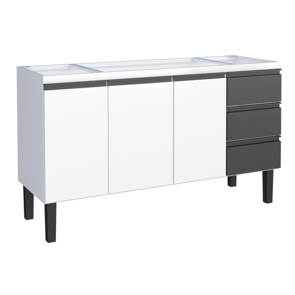 Gabinete De Cozinha Montado Em Aço Preto 144cm Netuno Cozimax