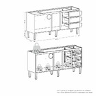 Gabinete De Cozinha Montado Em Aço Preto 174cm Netuno Cozimax