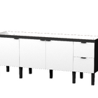 Gabinete De Cozinha Montado Em Madeira Preto/branco 194cm Col