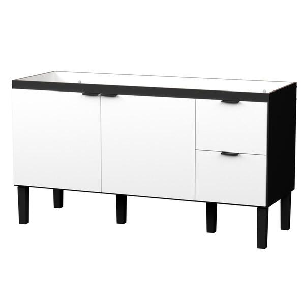 Gabinete De Cozinha Para Pia 2 Gavetas Envira Preto Branco