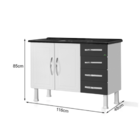 Gabinete De Cozinha Premium Em Aço Com 4 Gavetas 1,20m Gaveta