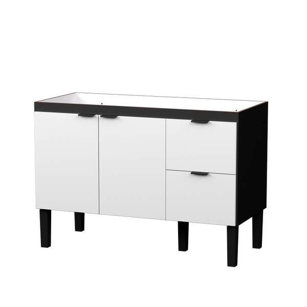 Gabinete De Cozinha Preto E Branco Em Madeira Montado 114cm C