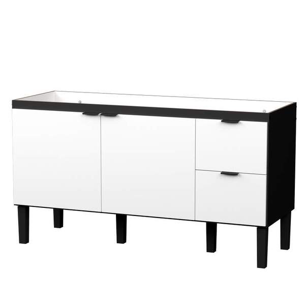 Gabinete De Cozinha Preto E Branco Em Madeira Montado 144cm C