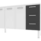 Gabinete De Cozinha Preto Em Aço 144cm 3 Gavetas Apolo Flat C