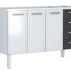 Gabinete De Cozinha Preto Em Aço 153cm 4 Gavetas Apolo Flat C