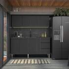 Gabinete De Cozinha Preto Em Aço 175cm Gaia Flat Cozimax