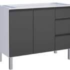 Gabinete De Cozinha Preto Em Aço Montado 115cm Gaia Flat Cozi