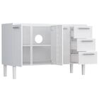 Gabinete De Cozinha Preto Em Aço Montado 144cm 3 Gavetas Venu