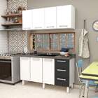 Gabinete De Cozinha Preto Em Aço Montado 153cm 3 Gavetas Venu