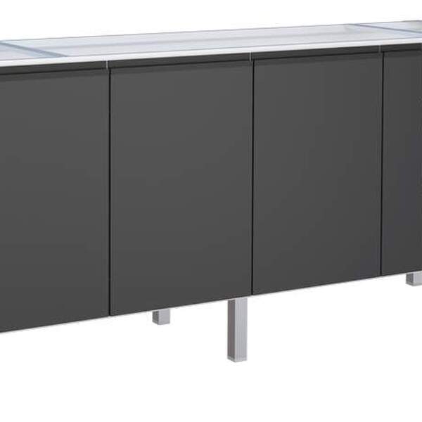 Gabinete De Cozinha Preto Em Aço Montado 195cm Gaia Flat Cozi
