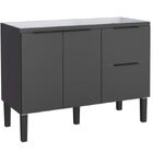 Gabinete De Cozinha Preto Em Madeira Montado 114cm Cisne Cozi