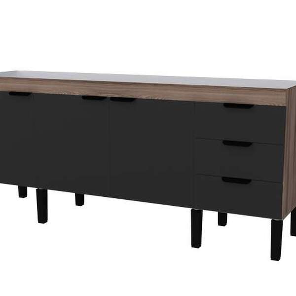 Gabinete De Cozinha Tamarindo E Preto Em Madeira Montado Para