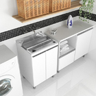 Gabinete De Lavanderia 500 Branco Em Madeira Com Tanque 48lts