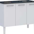 Gabinete De Lavanderia Branco Em Aço 114x50 Cm Com Tanque Sin