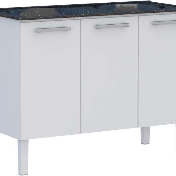 Gabinete De Lavanderia Branco Em Aço 114x50 Cm Com Tanque Sin