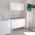 Gabinete De Lavanderia Branco Em Aço 114x50 Cm Com Tanque Sin