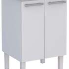 Gabinete De Lavanderia Branco Em Aço 60x50 Cm Com Tanque Sint