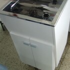 Gabinete De Lavanderia Mini Branco Em Madeira Com Tanque 32lt