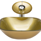 Gabinete De Vidro 30 Cm Cuba Quadrada E Torneira Cascata Redo