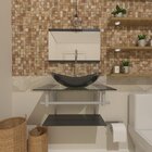 Gabinete De Vidro 40cm Ac Com Cuba Oval Grafite