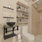 Gabinete De Vidro 40cm Ap Com Cuba Redonda -preto