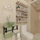 Gabinete De Vidro 40cm Ap Com Cuba Redonda - Incolor