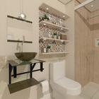 Gabinete De Vidro 40cm Ap Com Cuba Redonda - Ouro Envelhecido