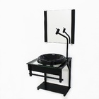 Gabinete De Vidro 40cm Apx Com Cuba Chapeu Preto