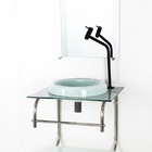 Gabinete De Vidro 40cm Inox Com Cuba Chapeu Marmore Branco