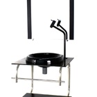 Gabinete De Vidro 40cm Inox Marmore Imperador Com Torneira Me