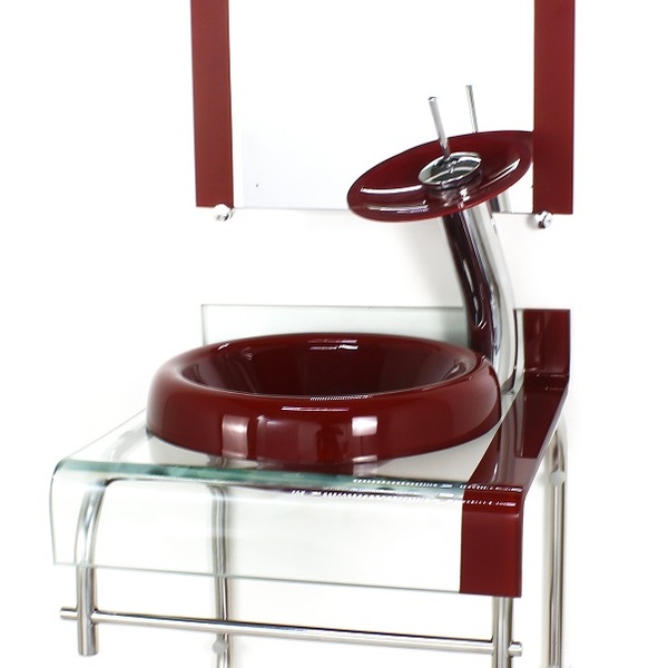 Gabinete De Vidro 40cm Para Banheiro Curvado Duplo Inox Cuba