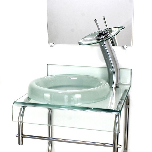 Gabinete De Vidro 40cm Para Banheiro Curvado Duplo Inox Cuba