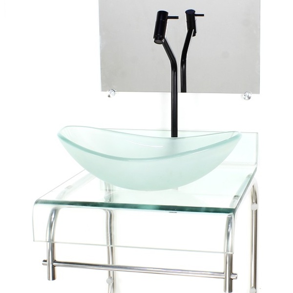 Gabinete De Vidro 40cm Para Banheiro Curvado Duplo Inox Cuba