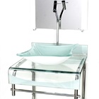 Gabinete De Vidro 40cm Para Banheiro Curvado Duplo Inox Cuba