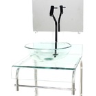 Gabinete De Vidro 40cm Para Banheiro Curvado Duplo Inox Cuba