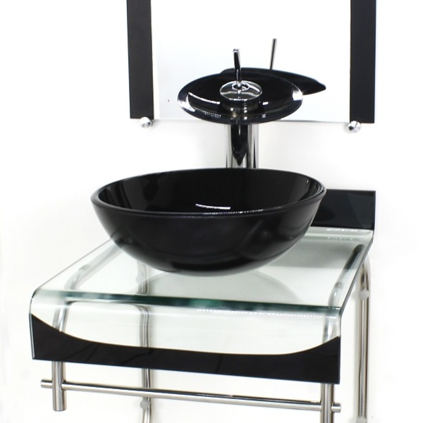 Gabinete De Vidro 40cm Para Banheiro Curvado Duplo Inox Cuba