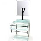 Gabinete De Vidro 40cm Para Banheiro Curvado Duplo Inox Cuba