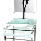 Gabinete De Vidro 40cm Para Banheiro Curvado Duplo Inox Cuba