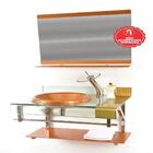 Gabinete De Vidro 40cm Para Banheiro Curvado Duplo Inox Cuba