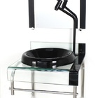 Gabinete De Vidro 40cm Para Banheiro Curvado Duplo Inox Cuba