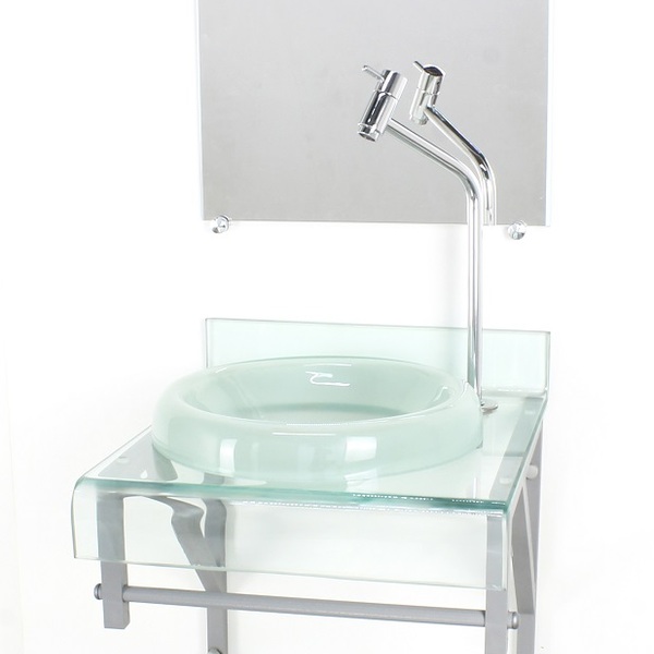 Gabinete De Vidro 40cm Para Banheiro Curvado Duplo Pc Cuba Ch