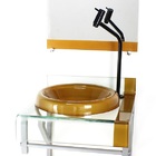 Gabinete De Vidro 40cm Para Banheiro Curvado Duplo Pc Cuba Ch