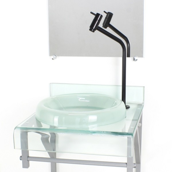 Gabinete De Vidro 40cm Para Banheiro Curvado Duplo Pc Cuba Ch