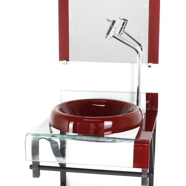 Gabinete De Vidro 40cm Para Banheiro Curvado Duplo Pp Cuba Ch