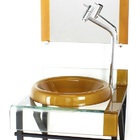 Gabinete De Vidro 40cm Para Banheiro Curvado Duplo Pp Cuba Ch