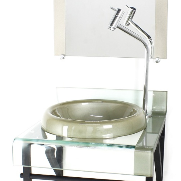 Gabinete De Vidro 40cm Para Banheiro Curvado Duplo Pp Cuba Ch