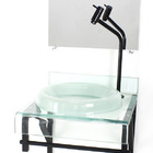 Gabinete De Vidro 40cm Para Banheiro Curvado Duplo Pp Cuba Ch