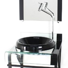 Gabinete De Vidro 40cm Para Banheiro Curvado Duplo Pp Cuba Ch