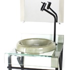 Gabinete De Vidro 40cm Para Banheiro Curvado Duplo Pp Cuba Ch